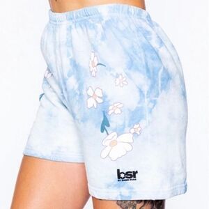 NIP BSR x By Samii Ryan Blue Tie Dye Flower Loungewear Sweat Shorts‎ Size Large